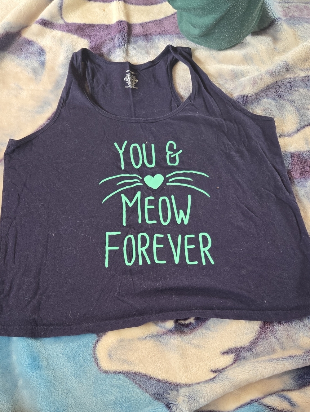 3/$20 George Navy Tank Top with Mint Cat Graphic